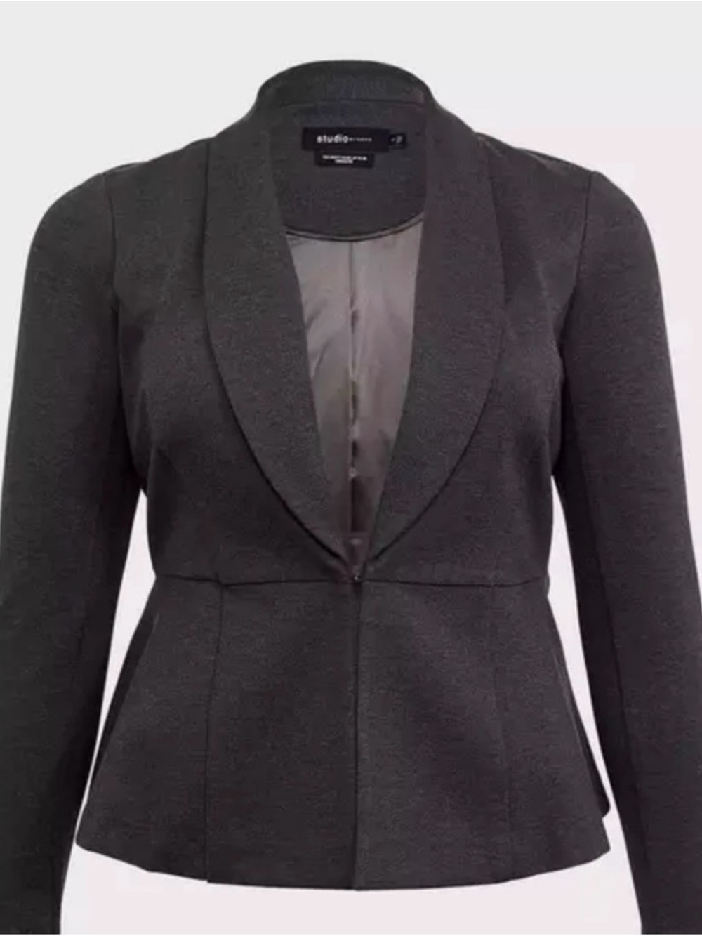 Torrid Studio Charcoal Gray Ponte Peplum Blazer Jacket - Torrid Size 0 (XL)